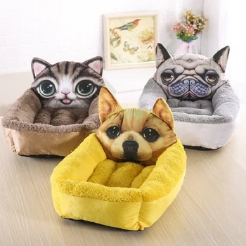 Новая 3D кровать для домашних животных с милой Собачьей головой, Маленькая Средняя Кровать для домашних животных с мультяшной головой животного, Постельные принадлежности для домашних собак