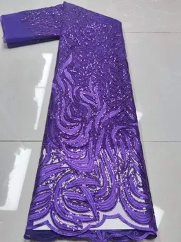 Новейшая кружевная ткань с 3D цветами 2023, Высококачественная Африканская сетчатая Кружевная ткань, Французские кружевные ткани с блестками для вечернего платья