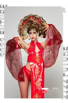 Новогодняя одежда gogo в китайском стиле, национальная одежда для выступлений в баре с вышивкой tide Hanfu