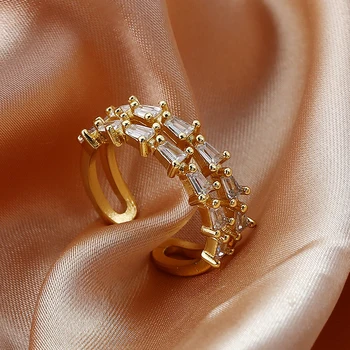 Новое Изысканное Простое Полое кольцо для сшивания для женщины в одном стиле Модный Темперамент Микро-Паве Циркон Двухрядный Подарок Банкет