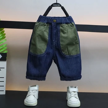 Новые летние повседневные шорты для мальчиков, детские хлопковые брюки с эластичной резинкой на талии, одежда для маленьких мальчиков, джинсовые шорты для малышей длиной до колен