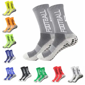 Новые тренировочные нескользящие силиконовые футбольные носки с рисунком алфавита для мужчин и женщин, спортивные дышащие футбольные носки на открытом воздухе