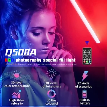 НОВЫЙ Q508A 10 Вт ручной ламповый RGB светильник для фотосъемки заполняющий светильник с 30 уровневой яркостью Пульт дистанционного управления для видео и фото