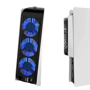 Новый светодиодный вентилятор охлаждения для консоли Playstation 5 PS5 с 2 скоростями и портом USB 3.0 (белый)