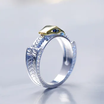 Новый стиль панк ручной орнамент из меди, посеребренное двухцветное кольцо в виде змеи, модные мужские и женские ювелирные изделия