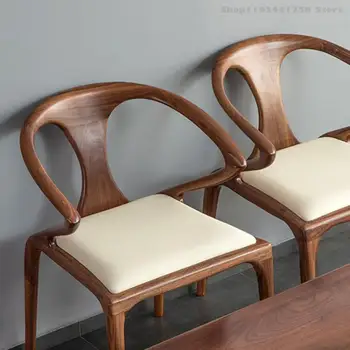 Новый чайный стул для кабинета из массива дерева в китайском стиле Со спинкой в скандинавском стиле для современного дома, Повседневный обеденный стол и стул со Средне-древним освещением