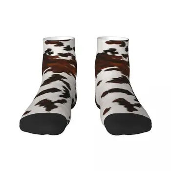 Носки для девочек из искусственного меха с современной текстурой коровьей кожи, мужские и женские теплые забавные носки для экипажа с рисунком из шкуры животного