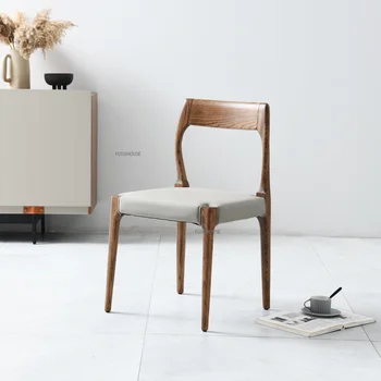 Обеденные стулья из массива дерева, скандинавская мебель, небольшая квартира, современный обеденный стол, стул, бытовая спинка, кухонный обеденный стул