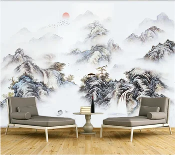 обои на заказ wellyu 3d пейзаж китайскими чернилами пейзаж Китайская живопись Фон телевизора обои на фоне гостиной