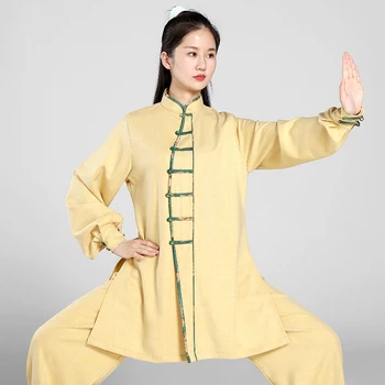 Одежда для тайцзицюань, женская одежда для ушу, одежда для соревнований по кунг-фу, униформа для боевых искусств, без морщин, 2023 желтый