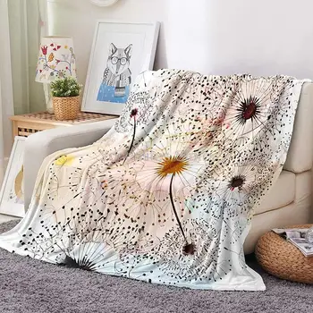 Одеяло из одуванчика, всесезонное Легкое плюшевое и теплое домашнее уютное портативное пушистое покрывало для дивана-кровати, цветочный одуванчик