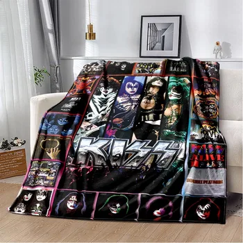 Одеяло с 3D-принтом KISS Band Rock Band, Фланелевое одеяло, супер Мягкое флисовое одеяло, Теплое одеяло для дивана в спальне, подарки для дивана