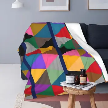 Одеяло с геометрическим ярким многоцветным рисунком, Флисовое Переносное покрывало, покрывало для дивана, покрывало для спальни, покрывало для улицы
