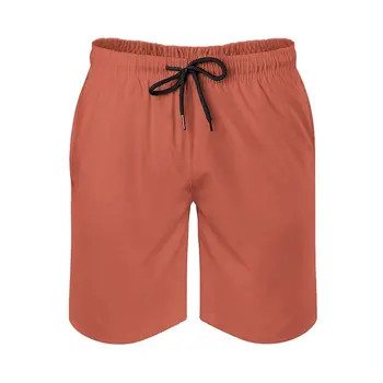Однотонные темно-коралловые мужские спортивные короткие пляжные шорты для серфинга, плавания, плавки-боксеры для купания кораллового цвета, Однотонные Цветные цвета