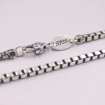 Ожерелье из настоящего серебра 925 пробы для мужчин, цепочка-коробочка 4 мм, цепочка из ретро-серебра, властное женское ожерелье, подарок на 22 дюйма