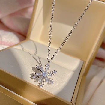 Ожерелье из стерлингового серебра 925 пробы в виде снежинки и цветка для женщин, высококачественные роскошные ювелирные изделия S925, Серебряная игла, блестящий циркон AAA, вечеринка