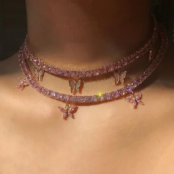 Ожерелье с подвеской в виде бабочки из хрусталя Caraquet, Женское ожерелье с цепочкой на ключицу из блестящего горного хрусталя, Модный дизайн, Ювелирный подарок