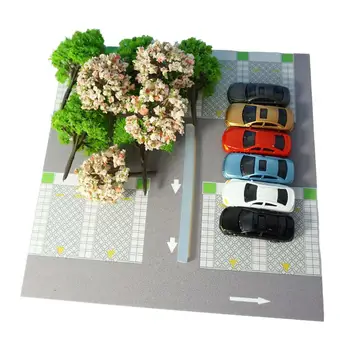 Отображение сцены с изображением модели автомобиля на парковке для макетов железных дорог