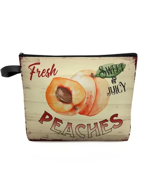 Персиковая винтажная деревянная косметичка в стиле Ретро большой емкости, портативная сумка для хранения макияжа, женский водонепроницаемый пенал