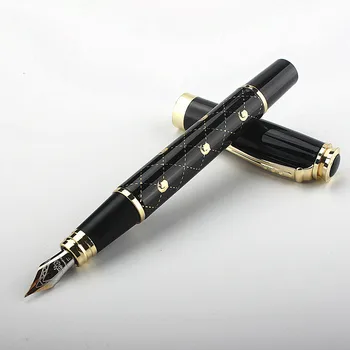 Перьевая ручка Jinhao из черного золота с резьбой EF/F, офисные школьные принадлежности, ручки с гладкими чернилами высокого качества