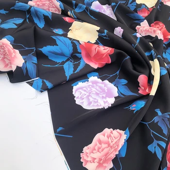 Пион Цифровая Печатная Ткань 100% Полиэстер Шелковая Модная Ткань для Платья Дизайн Женской Одежды Швейный Материал Ткань
