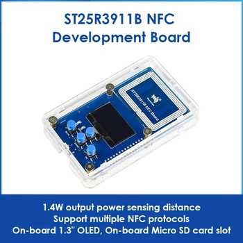 Плата разработки Waveshare ST25R3911B NFC Поддерживает несколько протоколов NFC, Встроенный считыватель NFC ST25R3911B с 1,3-дюймовым OLED +корпусом