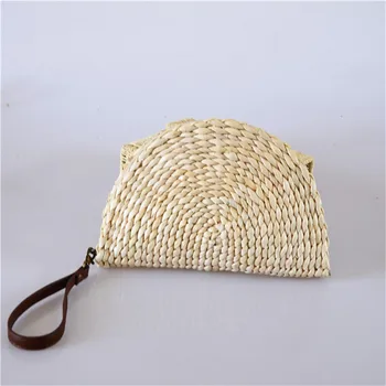 Плетеная из соломы сумка для вентилятора, праздничный стиль, индивидуальный клатч, полукруглая сумка, модная сумочка