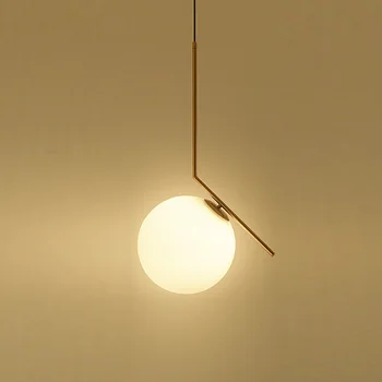 Подвесной светильник в скандинавском стиле со стеклянным шаром, Светильники для украшения спальни, Люстры, столовая, ресторан, Кофейный подвесной светильник