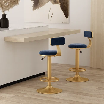 Подъемно-поворотные барные стулья гидравлические подъемные дизайн скандинавской мебели кухонный мягкий высокий стул роскошный металлический стул со спинкой