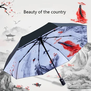 Полностью автоматический зонт от солнца и дождя, женский зонт-зонтик, складной зонт от солнца, зонт от дождя двойного назначения, удобный для хранения зонта