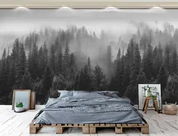 Пользовательские обои Лес Китайский еловый лес Абстрактная художественная концепция Пейзажная живопись тушью Фон стены 3D обои
