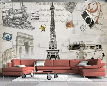 Пользовательские фотообои beibehang 3D ретро европейская архитектура Париж Эйфелева башня ТВ фон настенная роспись спальни обои