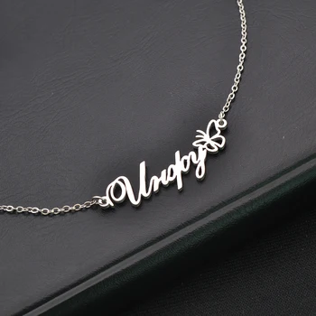 Пользовательское имя Ожерелье с подвеской в форме бабочки из нержавеющей стали, Персонализированное на заказ, подарок подруге на День матери