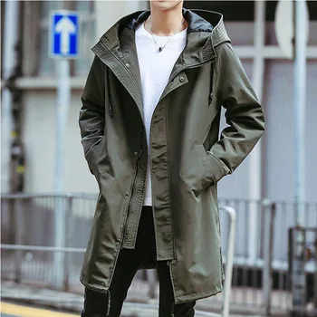 Популярная осенне-зимняя Корейская мужская ветровка средней длины плюс хлопковое утолщенное повседневное пальто Мужское хлопковое пальто