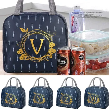 Портативная сумка для ланча, холодильник для льда, изоляционная сумка для хранения продуктов для пикника, Женская школьная сумка для Бенто, контейнер для ужина с венком и буквой