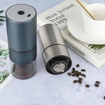 Портативная электрическая кофемолка со щеткой, перезаряжаемая через USB, мельница для измельчения зерен для кафе, эспрессо-машина, кофеварка