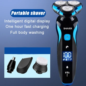 Портативная электробритва, триммер для волос в носу, интеллектуальный цифровой дисплей, USB-зарядка, триммер для бороды, влажная и сухая бритва двойного назначения