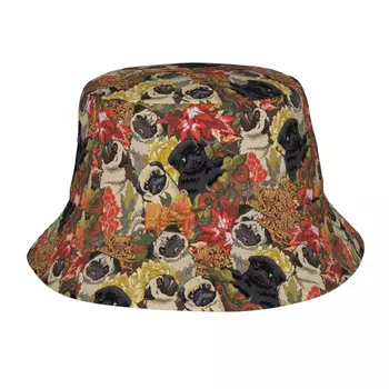 Потому что осенние камуфляжные шляпы-ведерки Pugs для летнего призвания Дарят владельцам мопсов цветочную солнцезащитную кепку, модную шляпу-боб