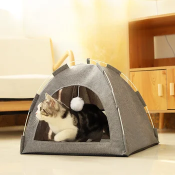 Походная Кошачья палатка, Собачья конура, внутреннее Кошачье гнездо, коврик, внутренний Складной домик для котенка, Воздухопроницаемость, собачьи кровати для маленьких собак