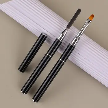 Практичный инструмент для маникюра-щетка с антикоррозийной нейлоновой щетиной, стальная нажимная ручка двойного назначения, УФ-ручка