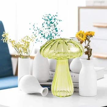 Простая стеклянная ваза в форме гриба, Гидропонная ваза для растений, Креативный артефакт, наполняющий гостиную, Стеклянная ваза для растений, Цветочное украшение дома