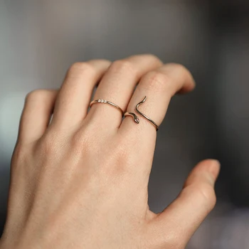 Простые позолоченные Змеиные Регулируемые открытые кольца для женщин, свадебные украшения для пальцев, Подарки Anillos