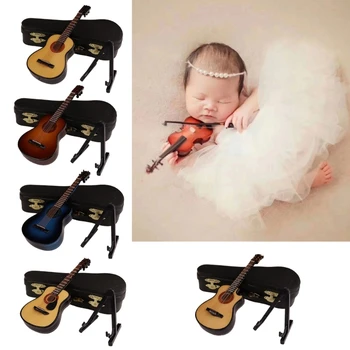 Реквизит для детской фотосъемки, Мини-музыкальная гитара, инструмент для фотосессий новорожденных, Винтажные студийные аксессуары, Орнамент, прямая поставка