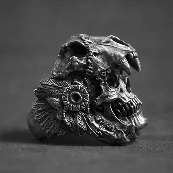 Ретро-готическое кольцо с черепом, подходящее для мужских украшений в стиле рок-Локомотива, подарок на Хэллоуин 2023, высококачественные панк-женские кольца Оптом