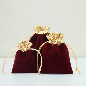 Рождественская посылка, 10 шт./лот, Бархатный мешочек Golden Mouth со шнурком, большие фланелевые сумки для украшений, свадебный карман для конфет.