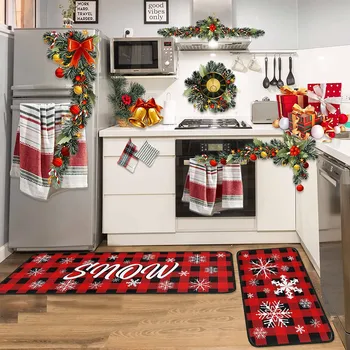 Рождественский кухонный ковер (2 шт.), Веселый Рождественский кухонный ковер, Моющаяся подушка, удобный кухонный ковер, набор ковриков #t2g
