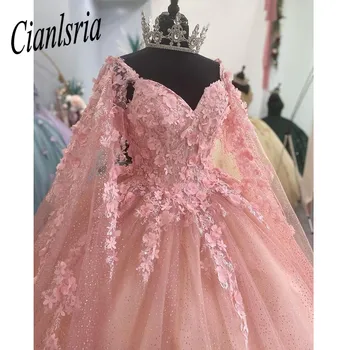 Розовое Бальное Платье На Бретельках С V-образным Вырезом, Пышные Платья С Бисерными Аппликациями, Vestido De 15 Anos Quinceanera На Заказ