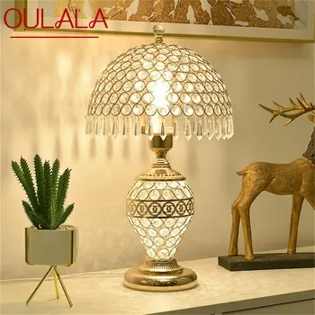 Роскошная настольная лампа OULALA Crystal с диммером и дистанционным управлением Для дома, современный креативный прикроватный светильник