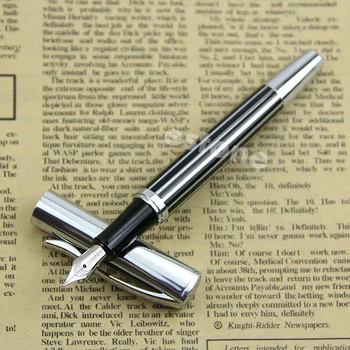 Роскошная перьевая ручка Baoer 051 из гладкой нержавеющей стали черного цвета со средним наконечником для учебы и бизнеса D5QC