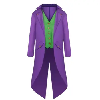 РОСТ 135-155 см, черный, красный, фиолетовый, зеленый, мужской Стимпанк, готический жакет, Викторианский фрак, винтажный костюм на Хэллоуин, смокинг для мужчин